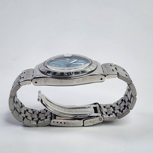 Swatch Watch Happy Joe Irony Stainless Steel 37mmโ Swiss Quartz Unisex Date Rare - Picture 5 of 16